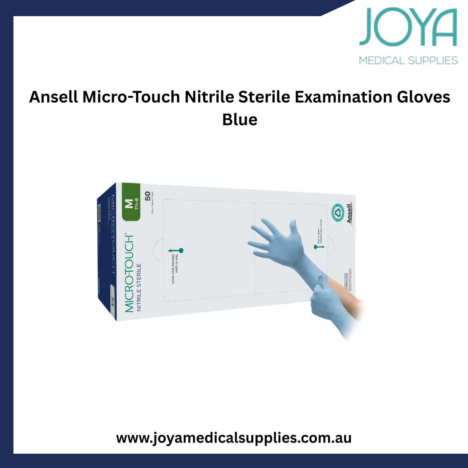 Ansell MICRO-TOUCH Nitrile Sterile Examination Gloves Blue - Joya Medical Supplies